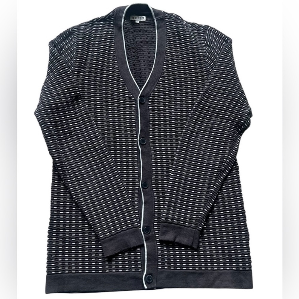 REISS Perforated Cardigan Sweater Size L